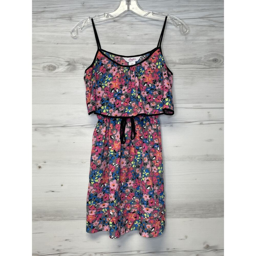 Candie's Dress Womens XS Pink Floral Sleeveless Spaghetti Strap Summer Sundress